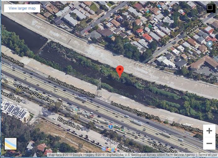 Google Map of L.A. River rescue site in Atwater Village